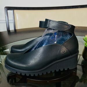 Loints of Holland Selena Gray Leather Ankle Strap Wedges Women’s Size 7.5 (38)